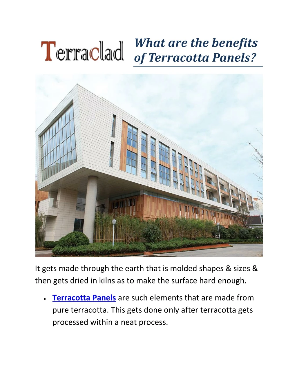 what are the benefits of terracotta panels