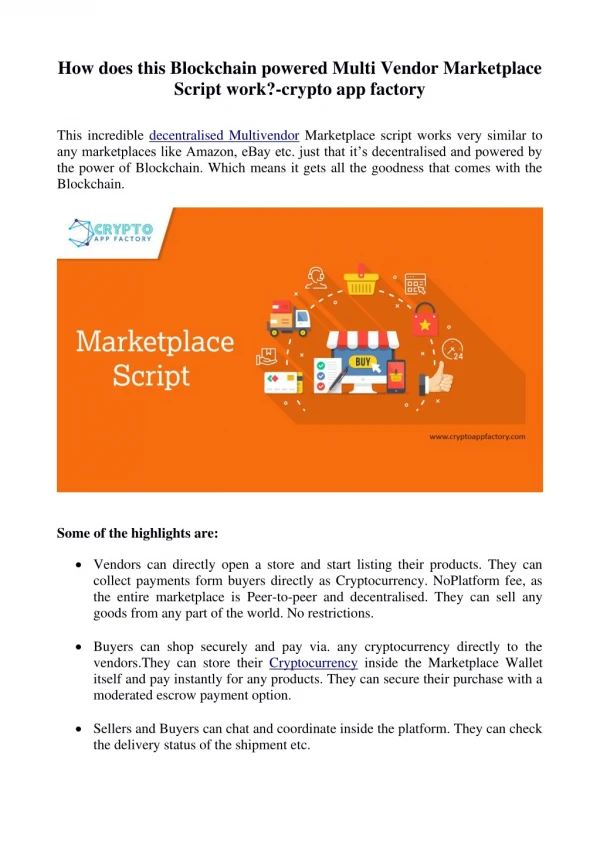 how does this blockchain powered multi vendor