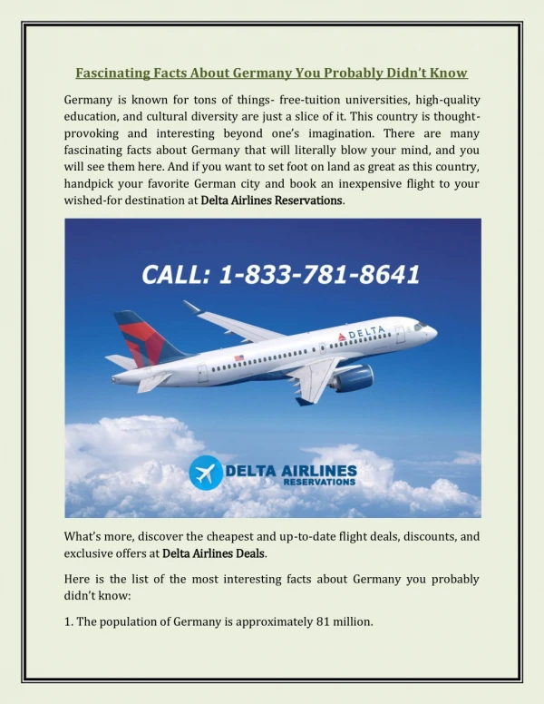 Delta Airlines Reservations Official Site: Fascinating Facts About Germany You Probably Didn’t Know