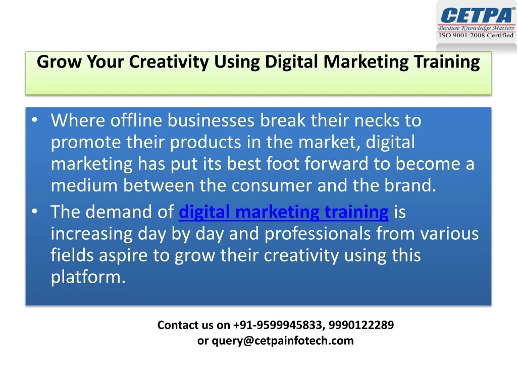 grow your creativity using digital marketing training