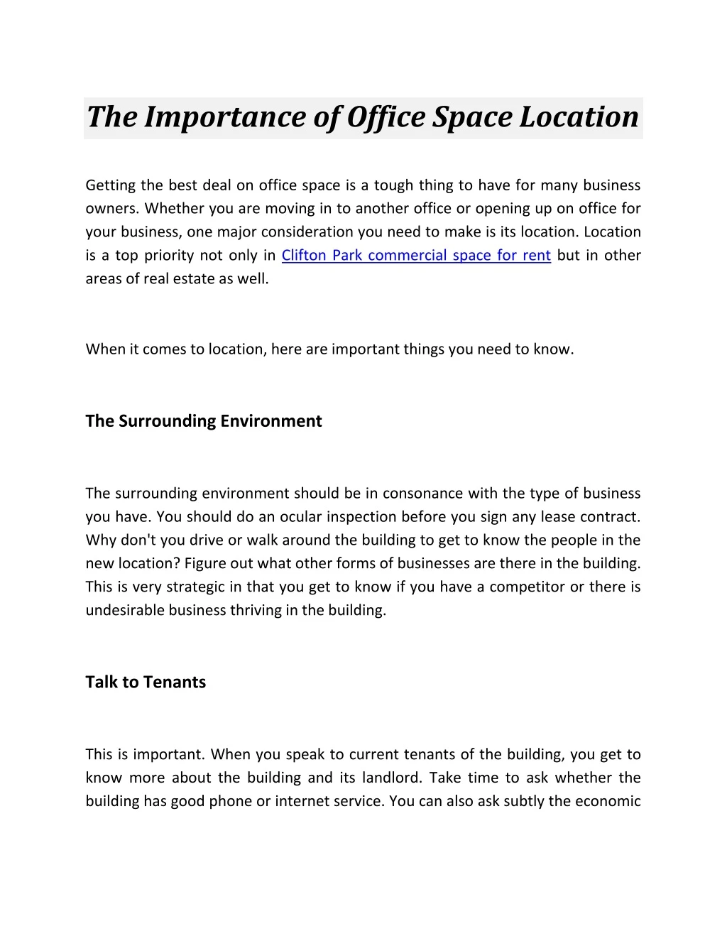 the importance of office space location