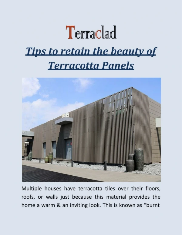 Tips to retain the beauty of Terracotta Panels