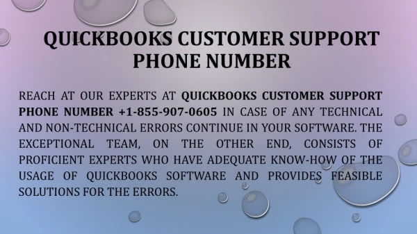 quickbooks customer support phone number