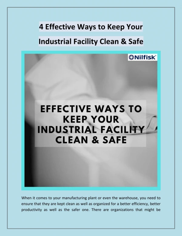 4 Effective Ways to Keep Your Industrial Facility Clean & Safe