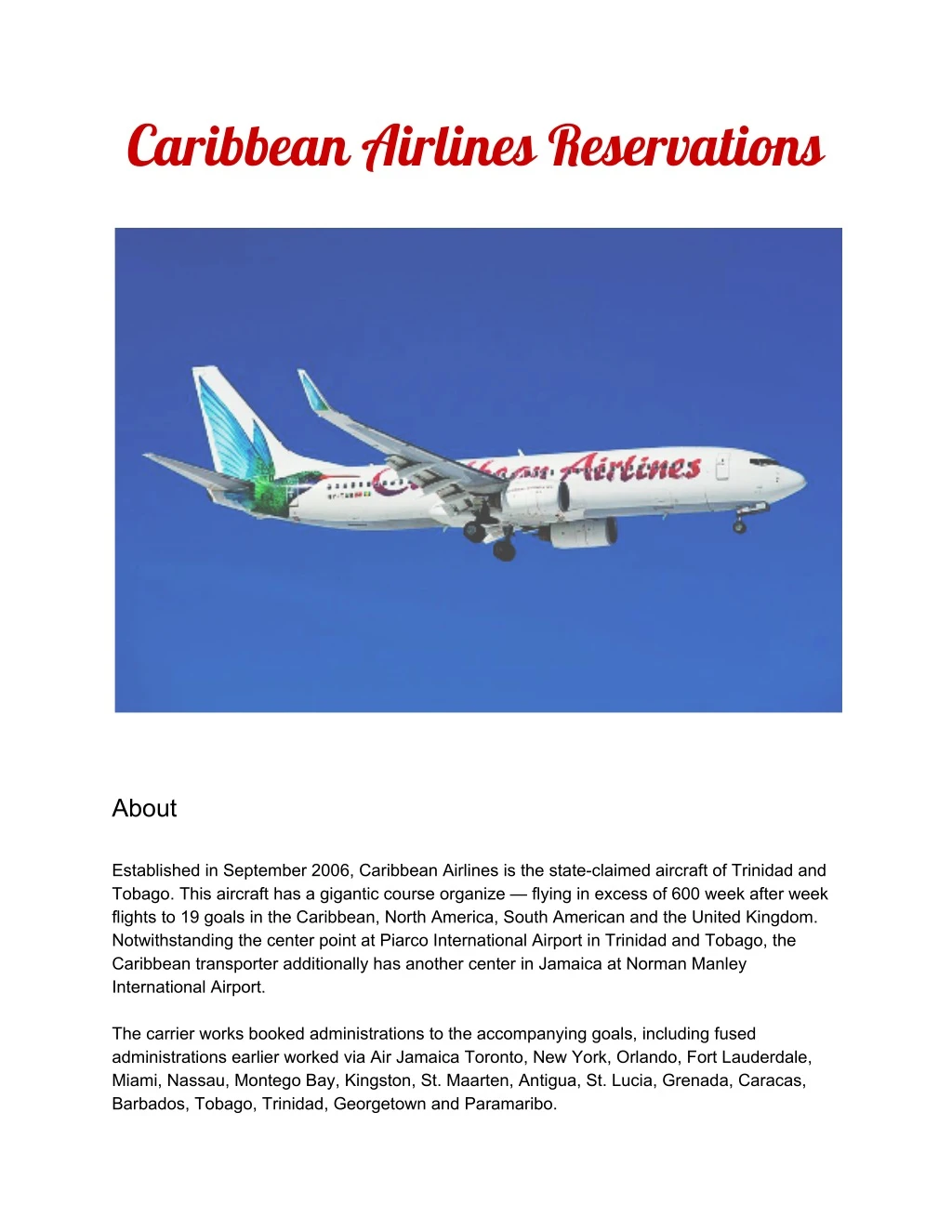 caribbean airlines reservations