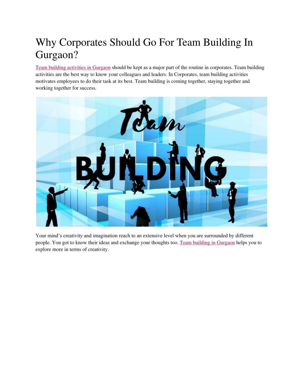 why corporates should go for team building