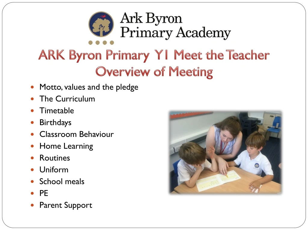 ark byron primary y1 meet the teacher overview