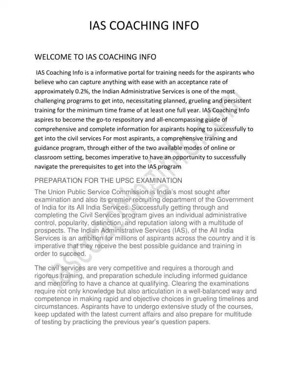 IAS Coaching Info