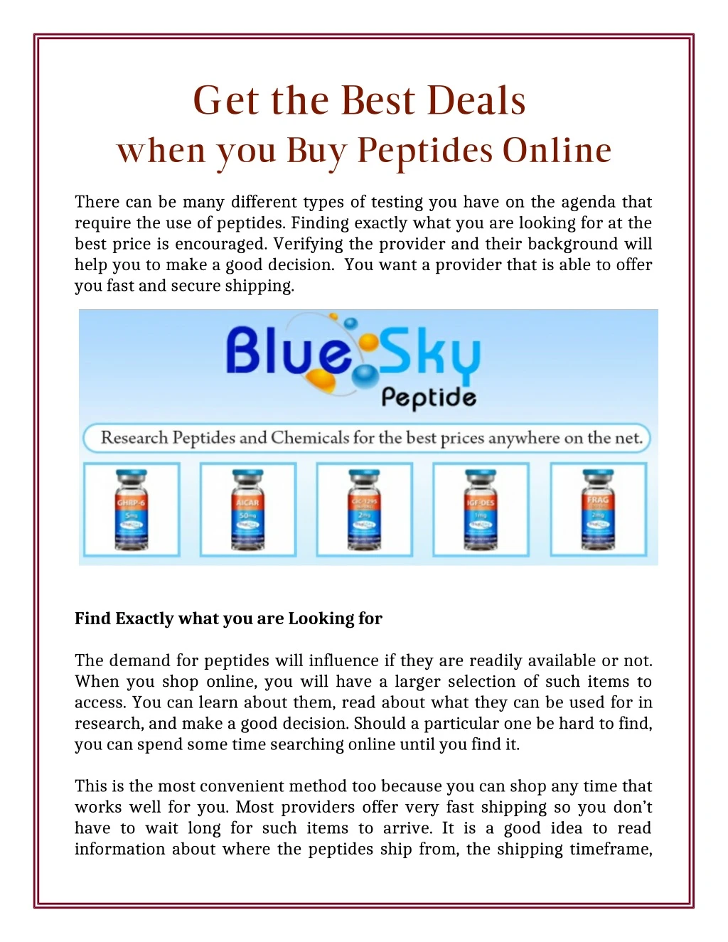 get the best deals when you buy peptides online