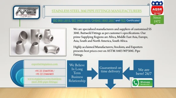 stainless steel 304l pipe fittings manufacturers