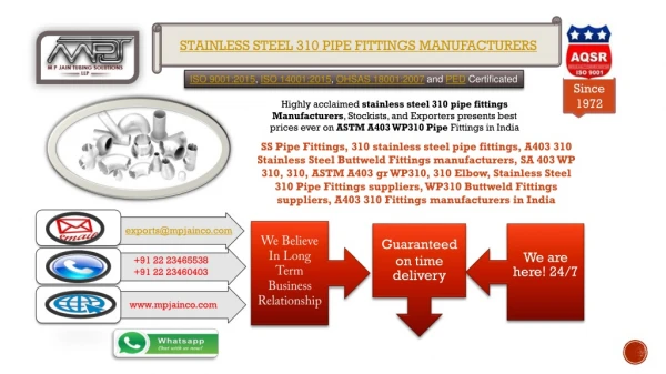 stainless steel 310 pipe fittings manufacturers