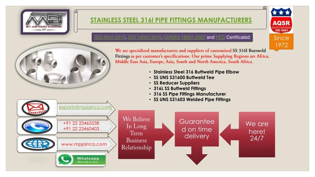 stainless steel 316l pipe fittings manufacturers