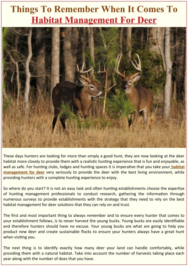 things to remember when it comes to habitat