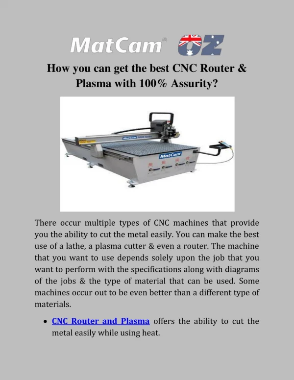 How you can get the best CNC Router & Plasma with 100% Assurity?