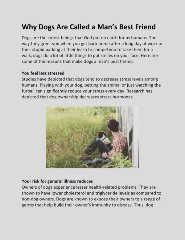 why dogs are called a man s best friend