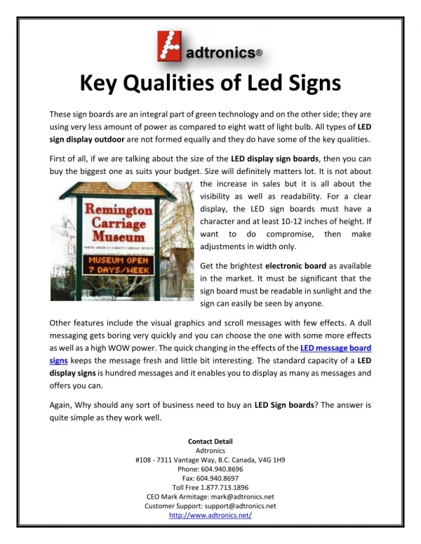 key qualities of led signs