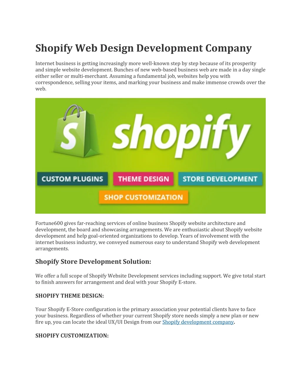 shopify web design development company