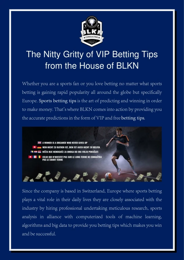 The nitty gritty of VIP betting tips from the house of BLKN