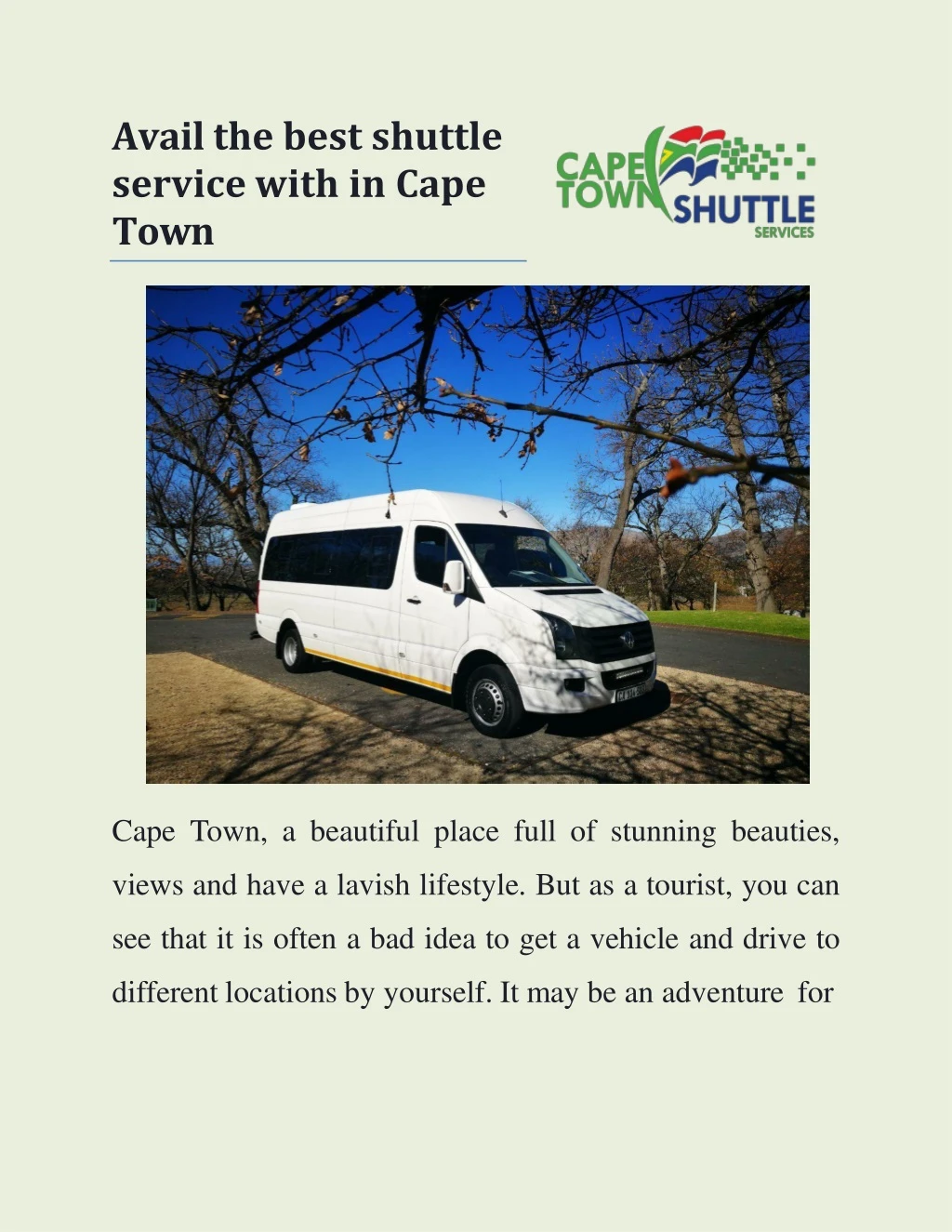 avail the best shuttle service with in cape town