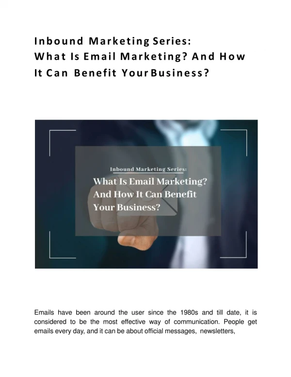 inbound marketing series what is email marketing and how it can benefit your business