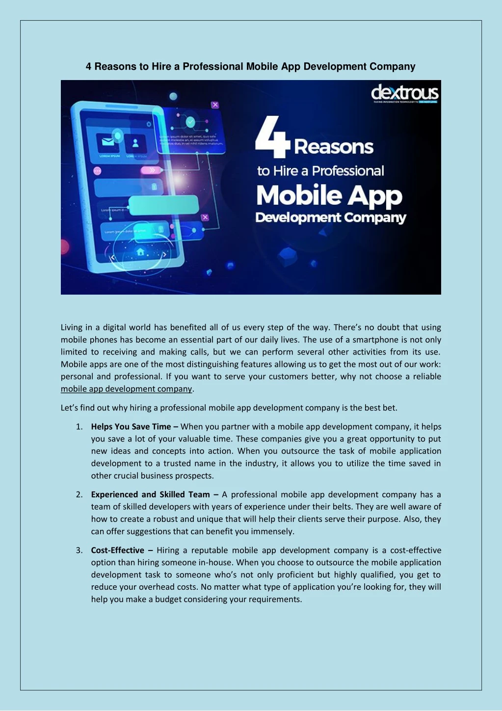4 reasons to hire a professional mobile