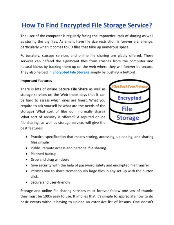 how to find encrypted file storage service