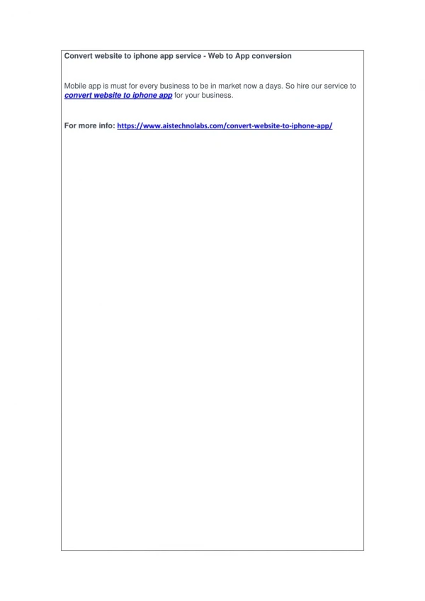 convert website to iphone app service