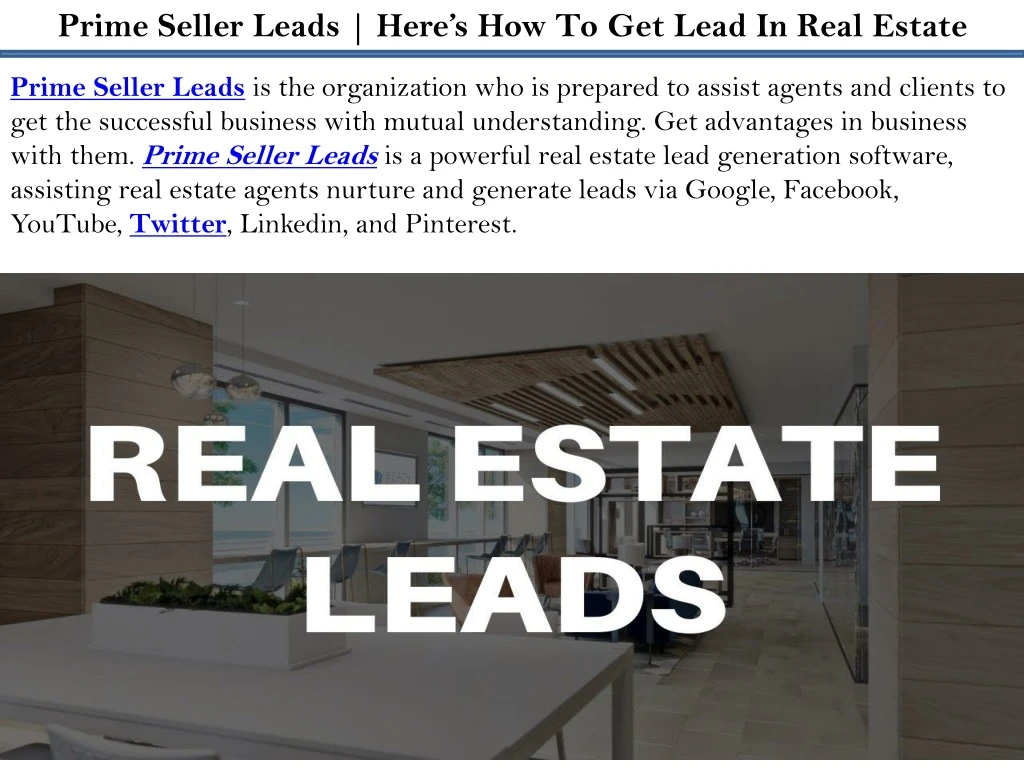 prime seller leads here s how to get lead in real