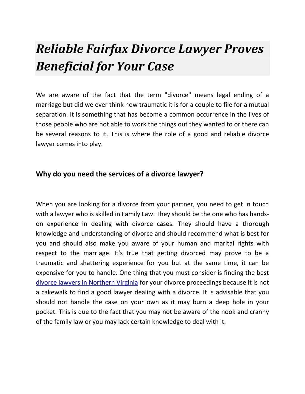 reliable fairfax divorce lawyer proves beneficial