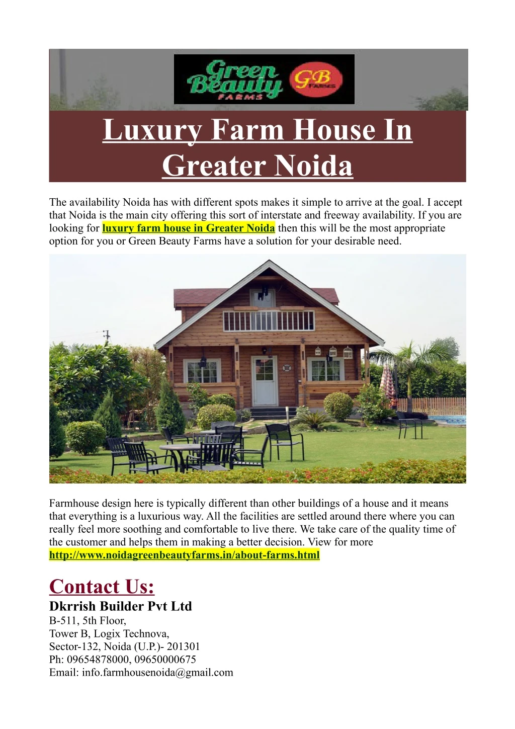 luxury farm house in greater noida