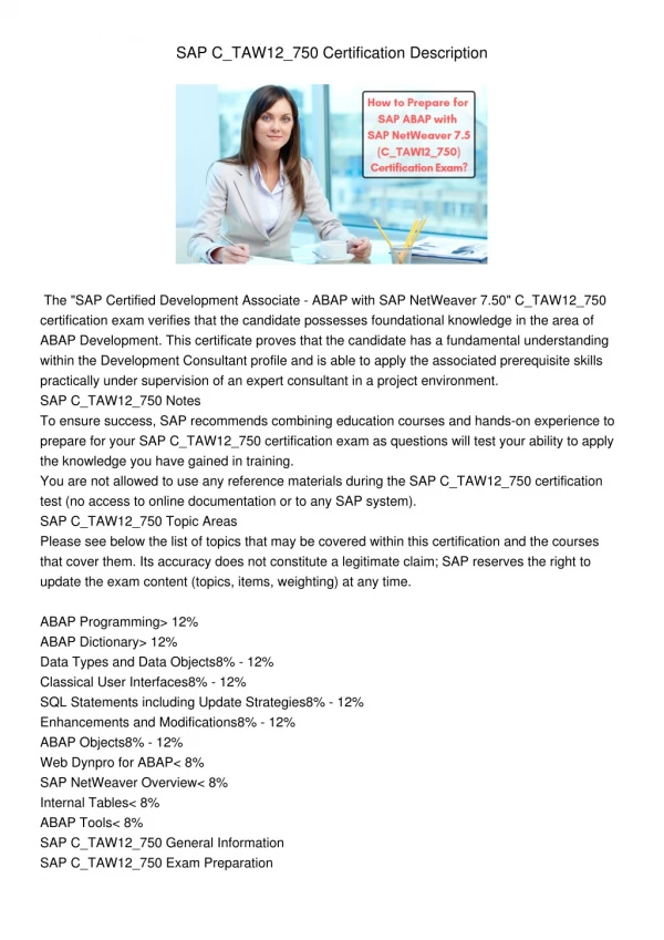 sap c taw12 750 certification description
