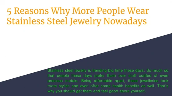 5 reasons why more people wear stainless steel jewelry nowadays
