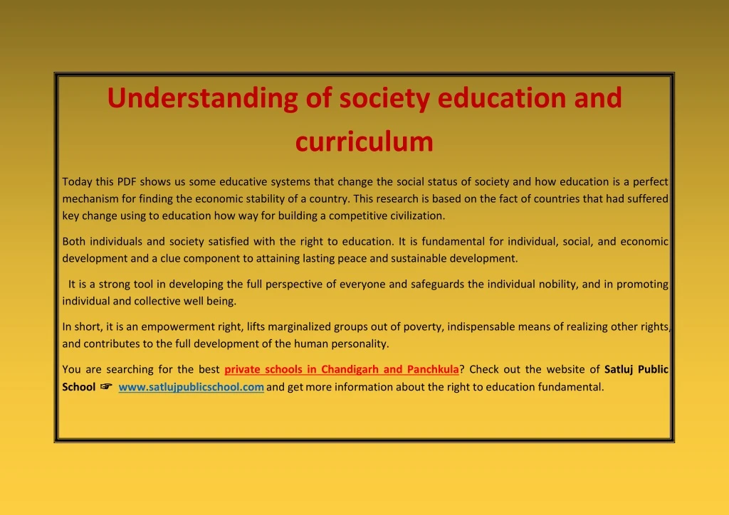 understanding of society education and curriculum