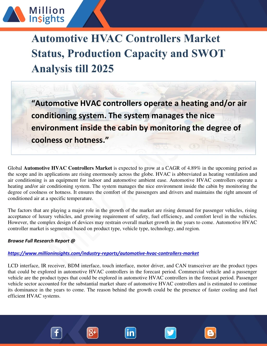 automotive hvac controllers market status