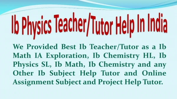 Ib Physics IA Teacher Tutor in India Bengaluru Mumbai Hyderabad Deli Gurugram Gujrat