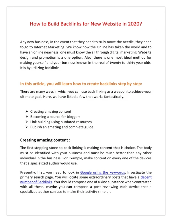 how to build backlinks for new website in 2020