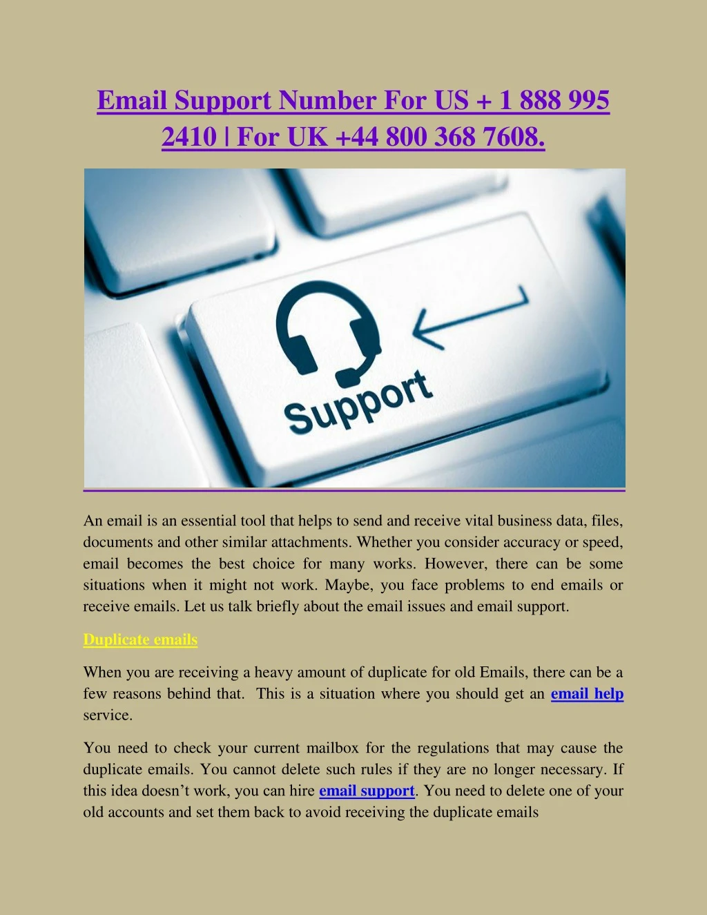 email support number for us 1 888 995 2410