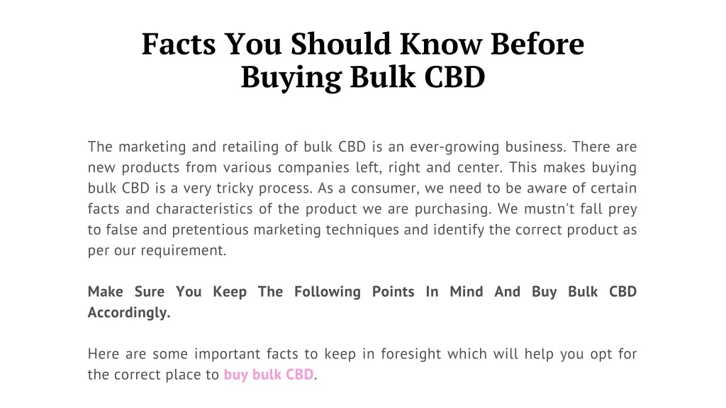 facts you should know before buying bulk cbd