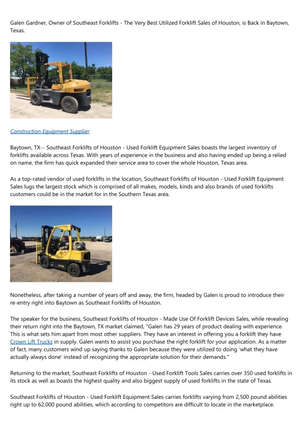 How To Buy A Used Forklift by Southeast Forklifts for Sale