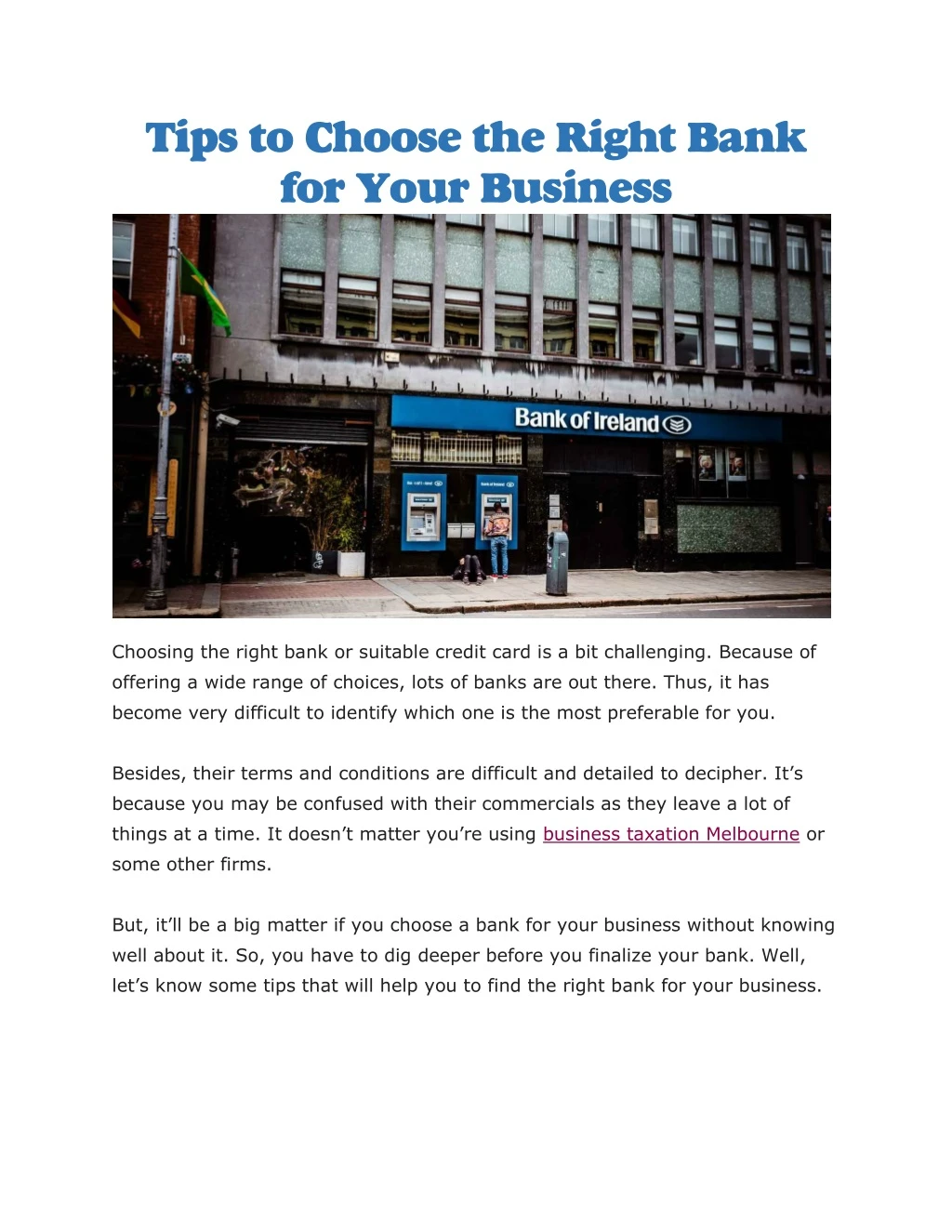 tips to choose the right bank for your business