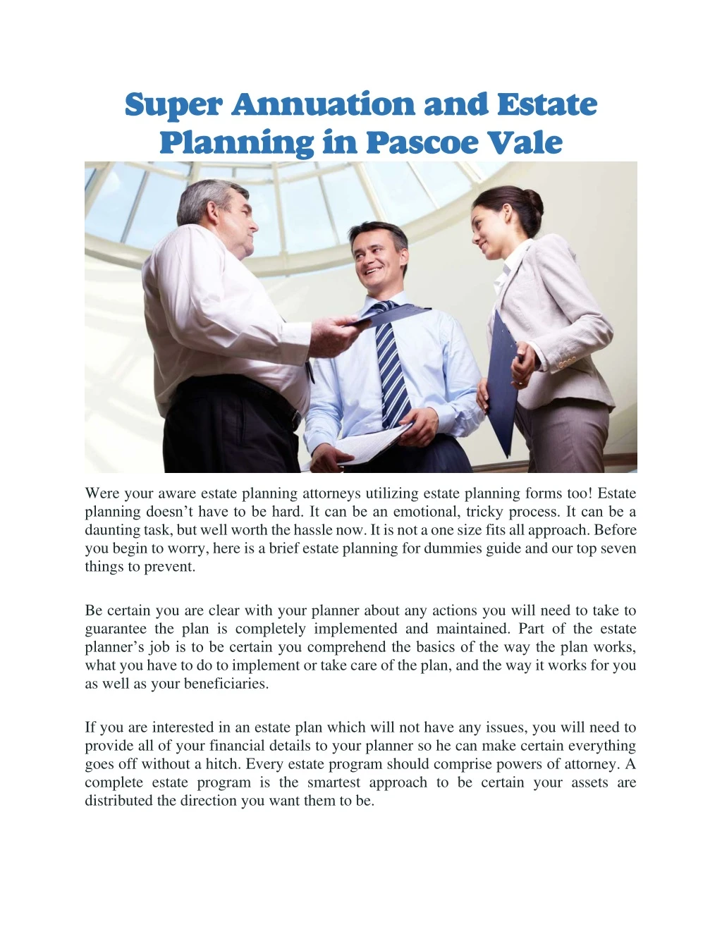 super annuation and estate planning in pascoe vale