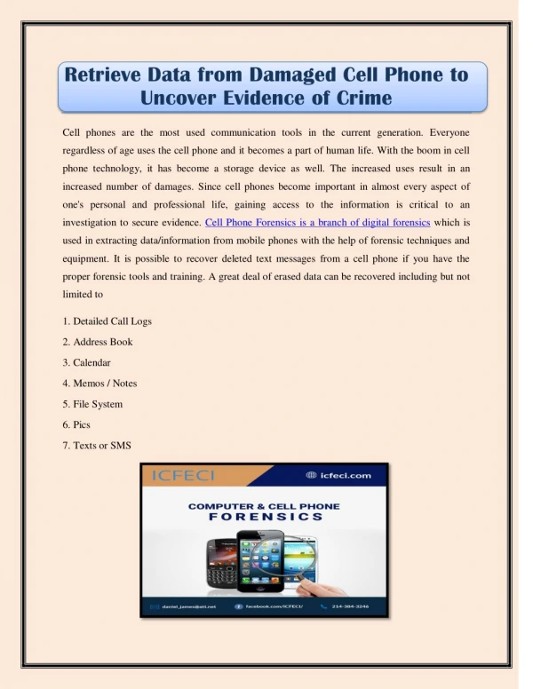 retrieve data from damaged cell phone to uncover