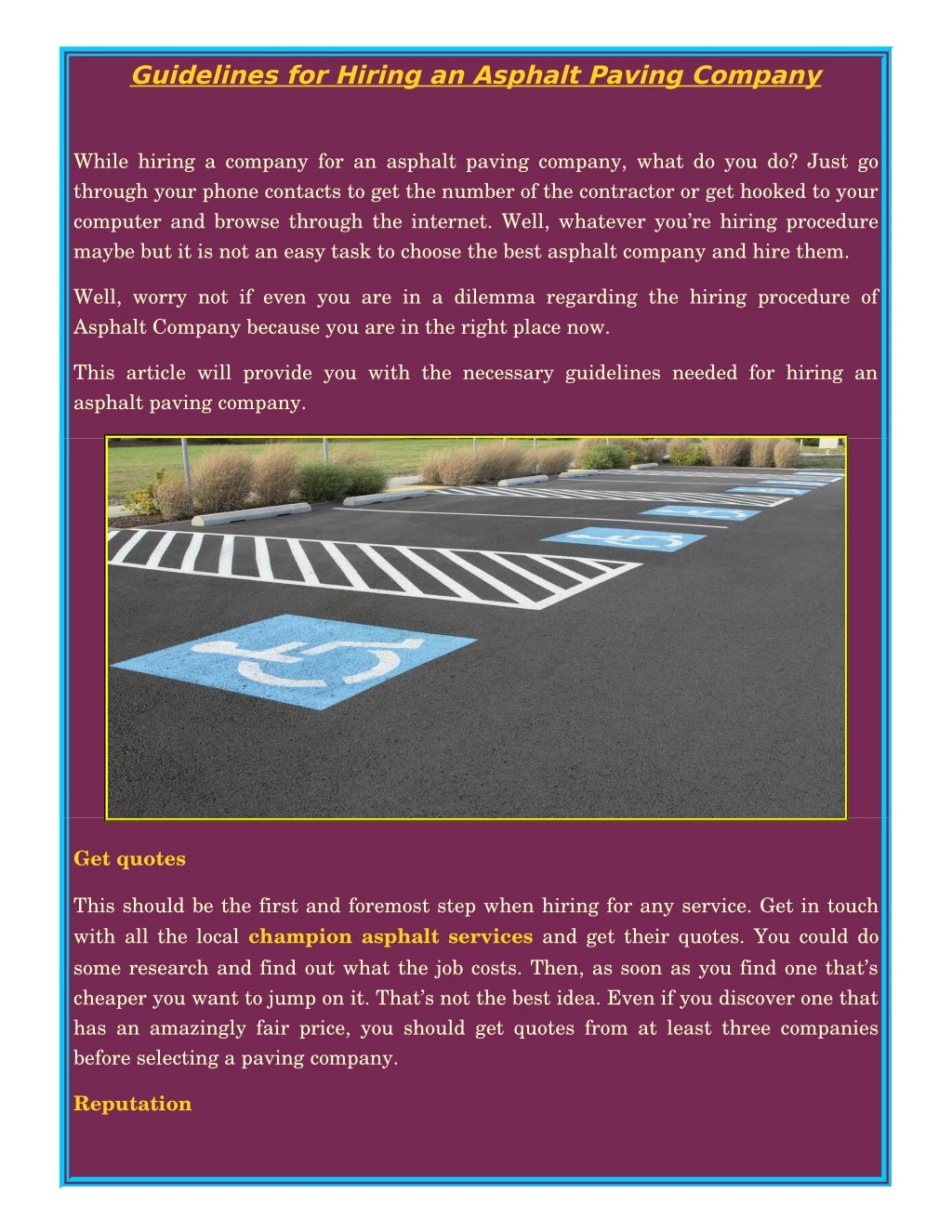 guidelines for hiring an asphalt paving company