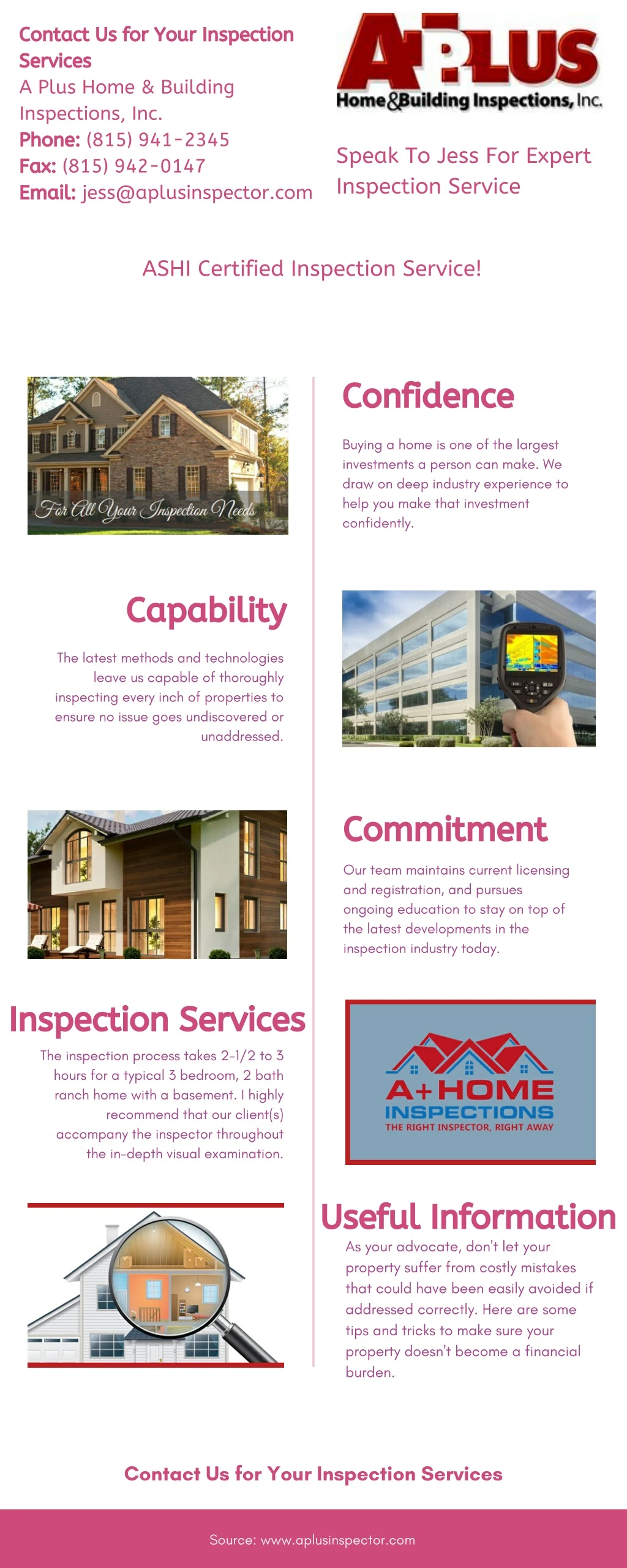 contact us for your inspection services a plus