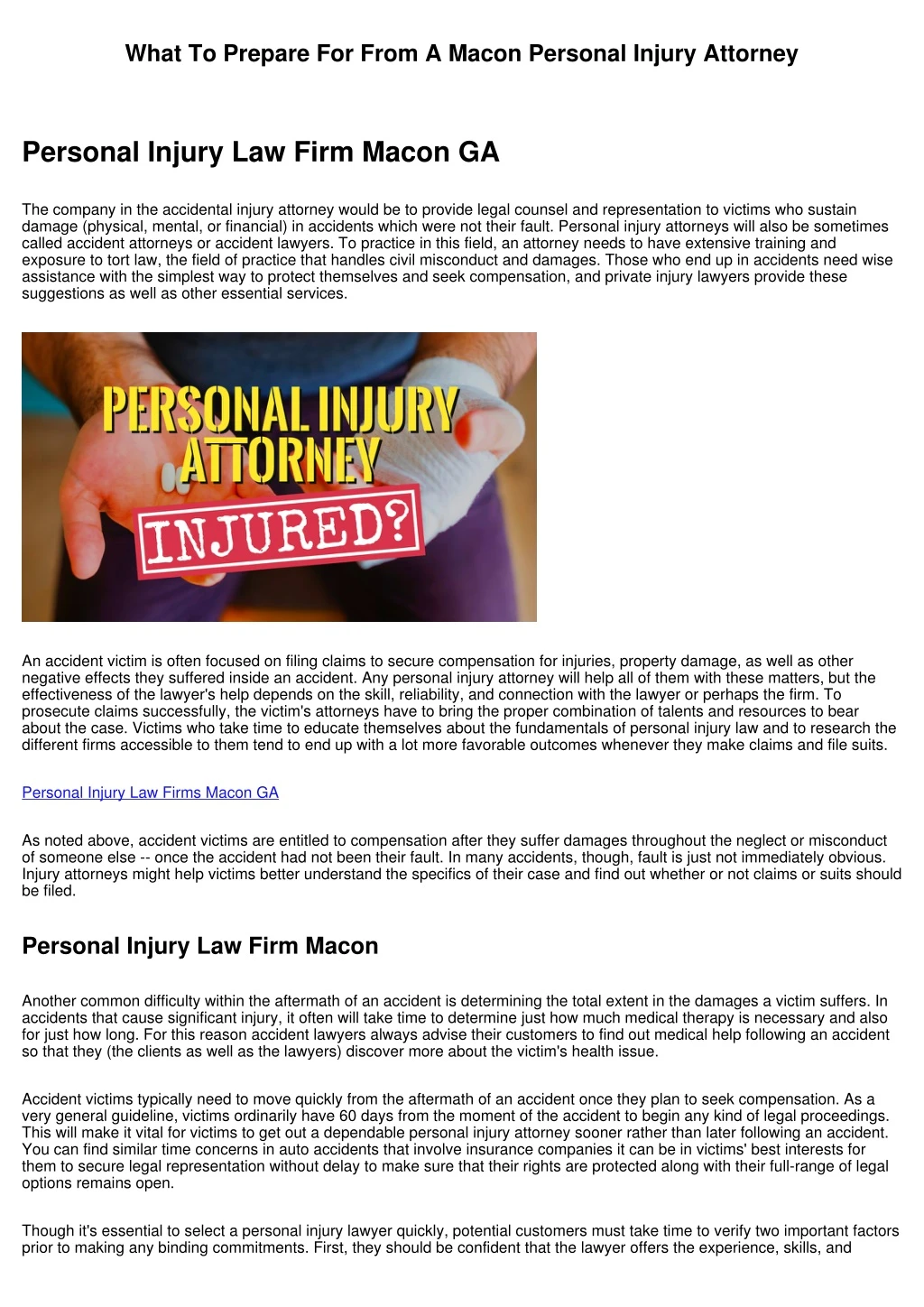 what to prepare for from a macon personal injury