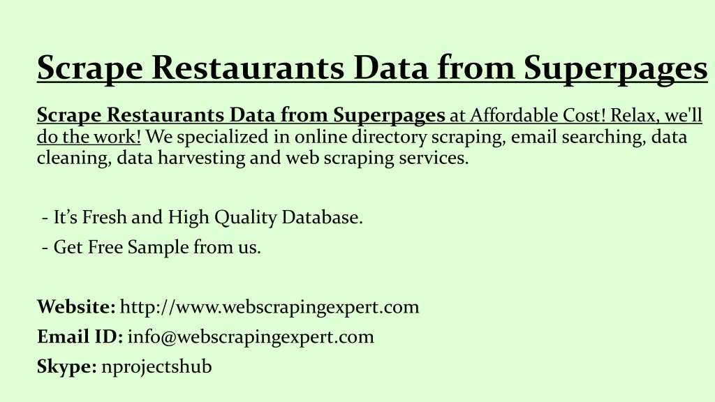 scrape restaurants data from superpages