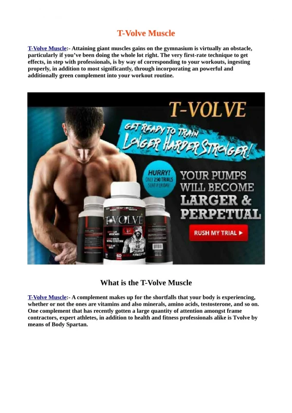 Knowing These Now Secrets Will Make Your T-Volve Muscle Look Amazing
