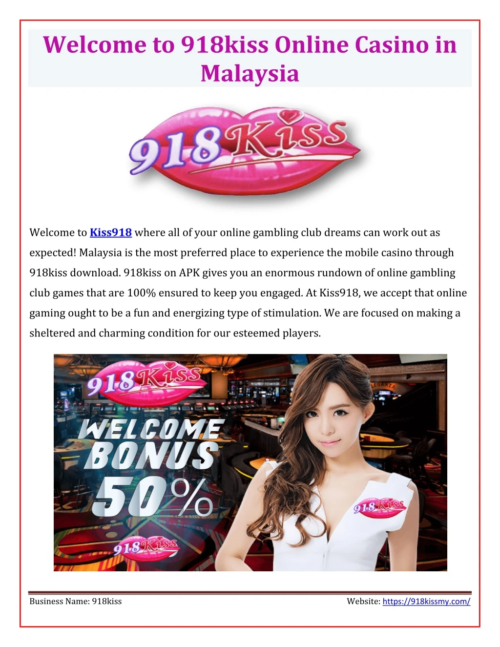 welcome to 918kiss online casino in malaysia