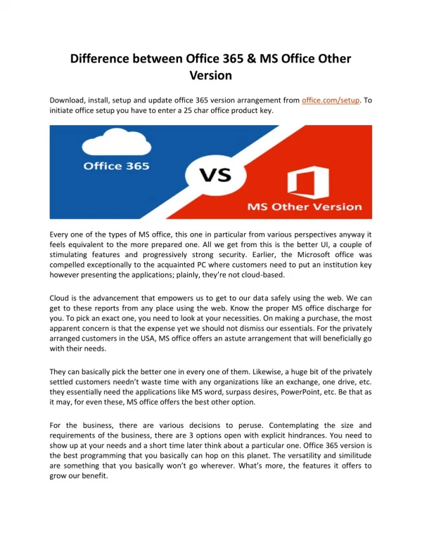 difference between office 365 ms office other