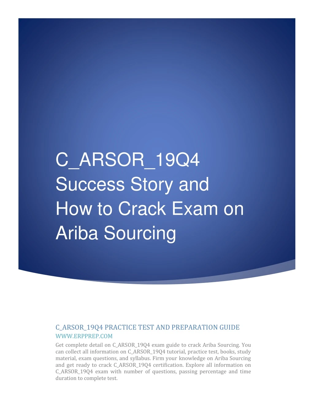 c arsor 19q4 success story and how to crack exam